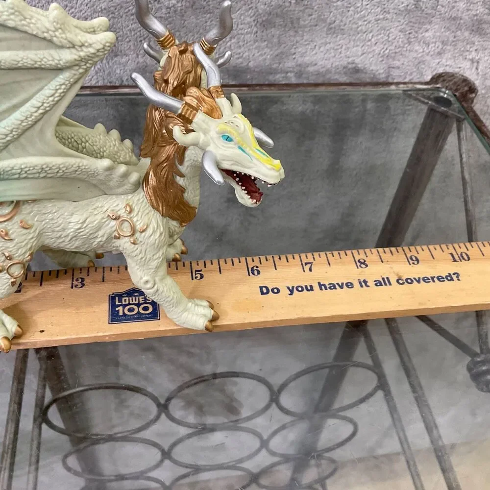 2 HEADED DRAGON ACTION FIGURE TOY GREEN yellow gold approx 6.5”x 5”
